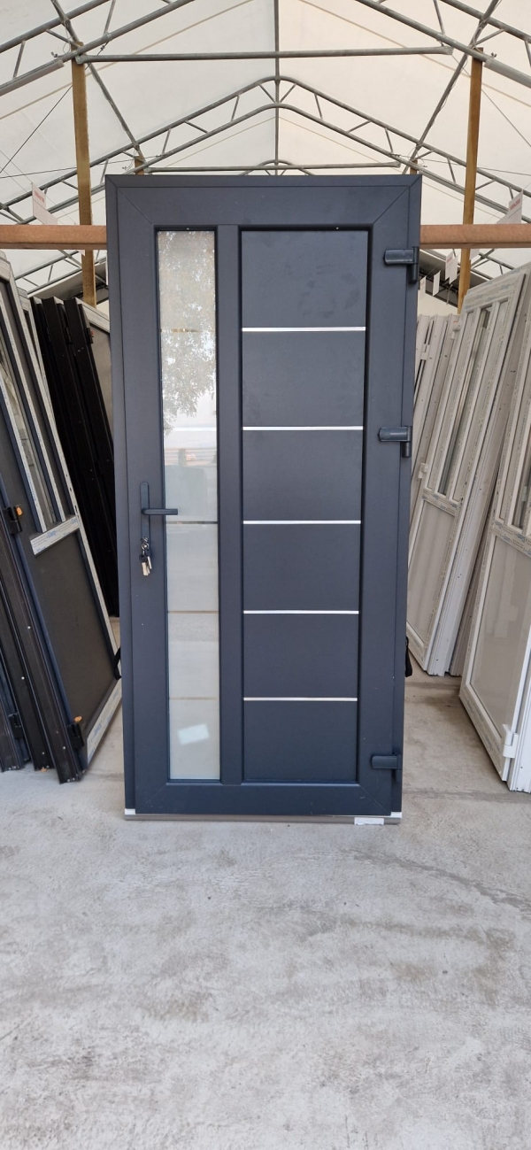 PLASTIC INPUT DOORS WDS, Nr.5, anthracite, GLASS, 24MM