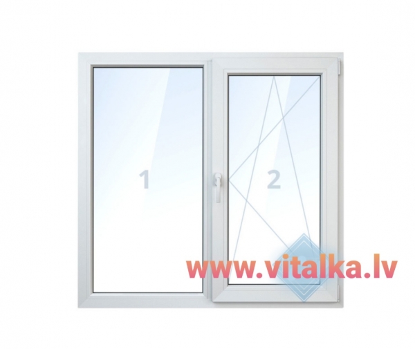 Окно открываемое двухстворчатое - 1310x1370(ширина x высота) 1 открываемая створка